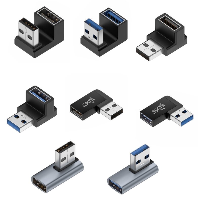 Conector adaptador macho a USB 3,0 en ángulo izquierdo y derecho 90 grados para PC