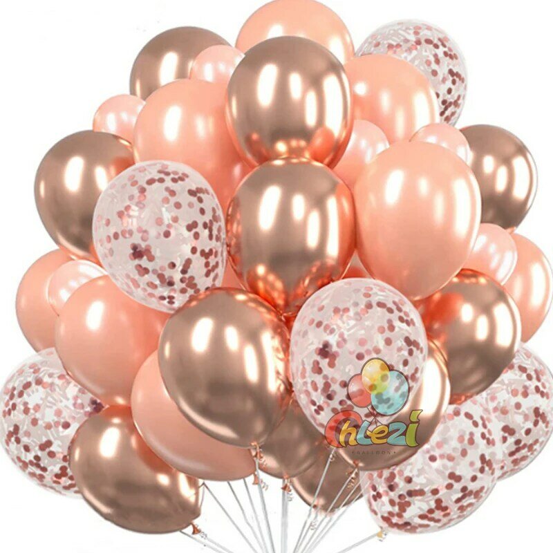 Ballons chromes métalliques avec confettis, 25 pièces, macaron, en Latex, pour anniversaire, mariage, fête prénatale, pour adultes