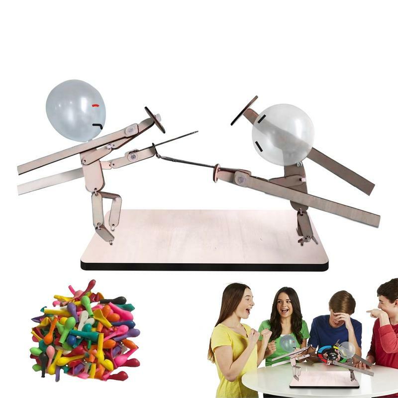 لعبة معركة البالون الخشبية المصنوعة يدويًا ، بالونين لاعبين ، لعبة الطاولة ، سياج خشبي ، دمى ، روبوتات ، سرعة الخطى