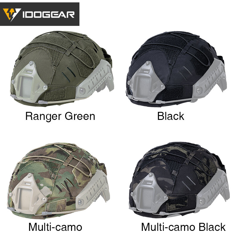 Idogear taktische helm abdeckung für schnellen helm mit nvg batterie beutel kopf bedeckung jagd zubehör
