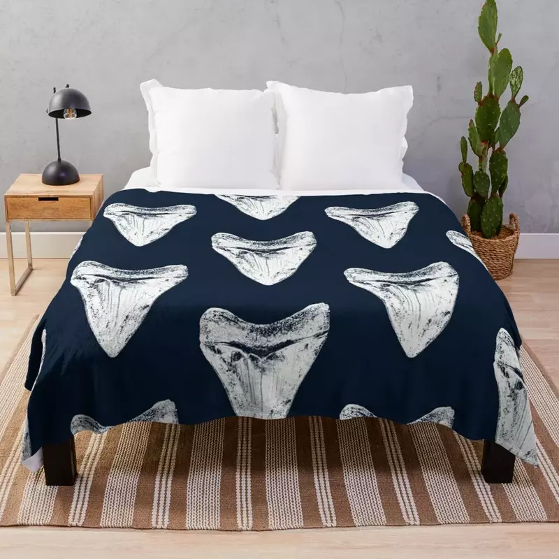 Megalodon Shark Tooth Throw Blanket Cute Plaid Designers Polar Picnic Blankets
