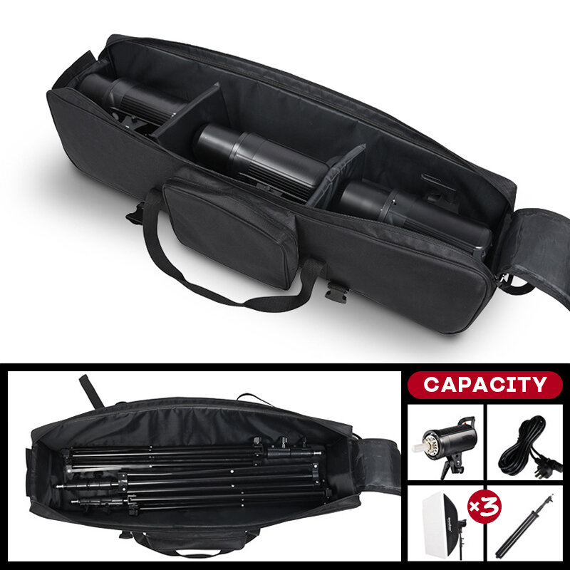 Nieuwe Gewatteerde Koffer Voor Fotografie Apparatuur Schieten Kit Rits Tas Voor Statief Licht Stand Monolight Paraplu Fotostudio