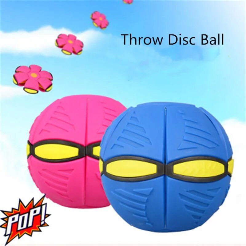 Outdoor Magic Flying Saucer Deformed Ball Treading Ball with Light Bouncing Ball Elastic Flying Saucer Toy for Kids and Teens