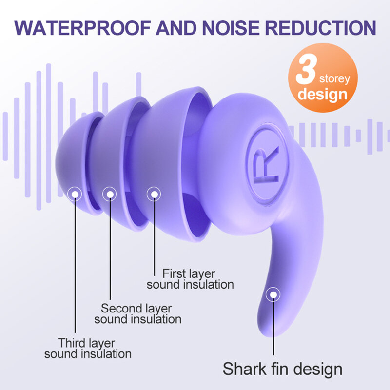 ปลั๊กอุดหูสำหรับนอน1คู่, ที่อุดหูป้องกันเสียงรบกวนป้องกันเสียงรบกวนกันน้ำสมเสร็จปลั๊กอุดหูสำหรับว่ายน้ำ