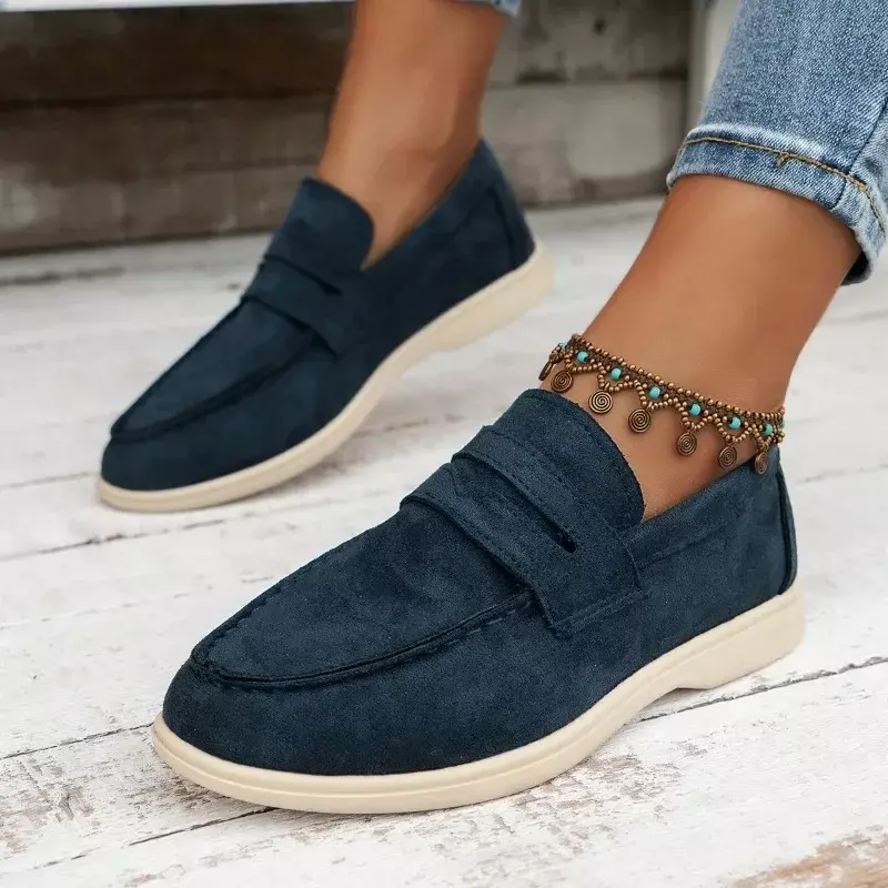Fashion Round Toe Flats Solid Casual Female Shoes Spring/autumn 2024 on Sale Slip-on Shallow Concise Flats Sapatos Rasos