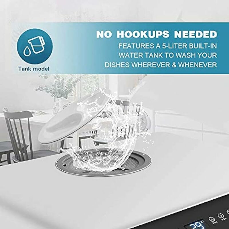 Lave-vaisselle à seau portable, 5 programmes de lavage, eau précieuse intégrée à 3 normes, vaporisateur cyclone 3D, fruits et légumes