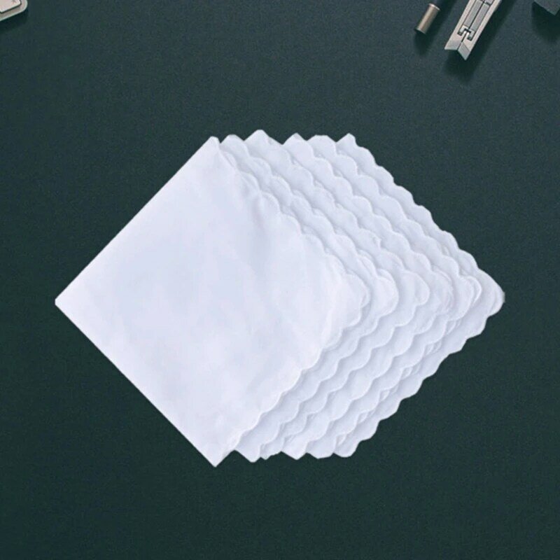 Mouchoirs en coton pour hommes femmes, 30x30cm, Hankies blancs unis, serviette carrée poche, peinture à main, mouchoirs