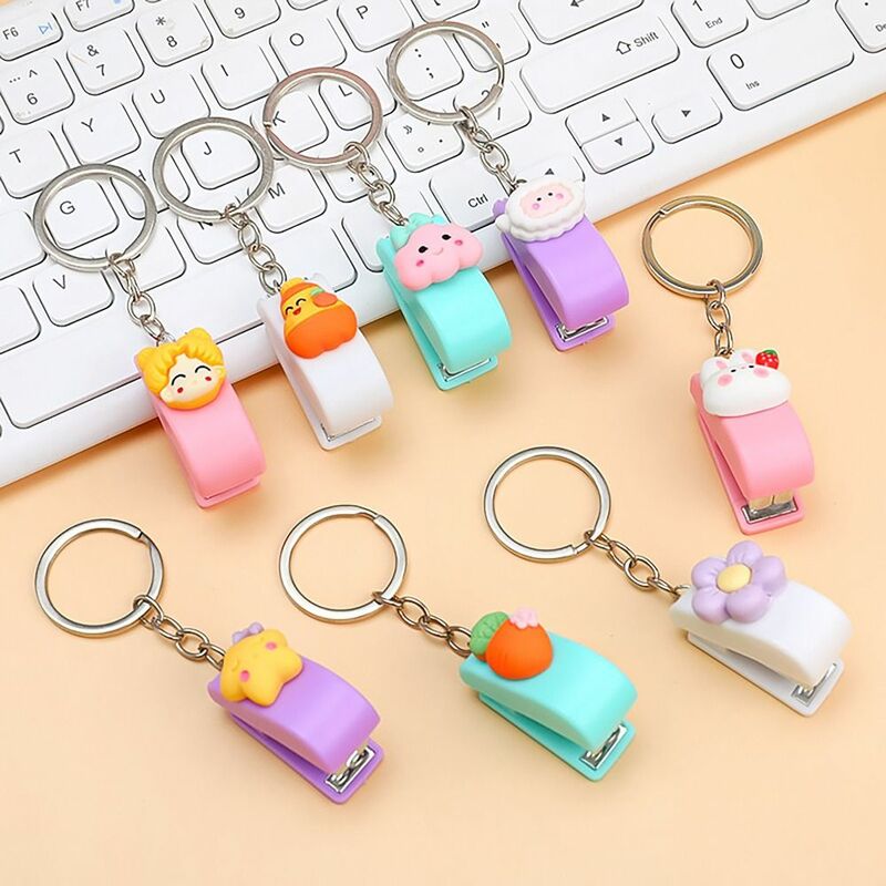 Mini 400pcs Staples/Box Stapler Creative Portable Book Binding Machines Keychains School Supplies Office Accessories Stationery