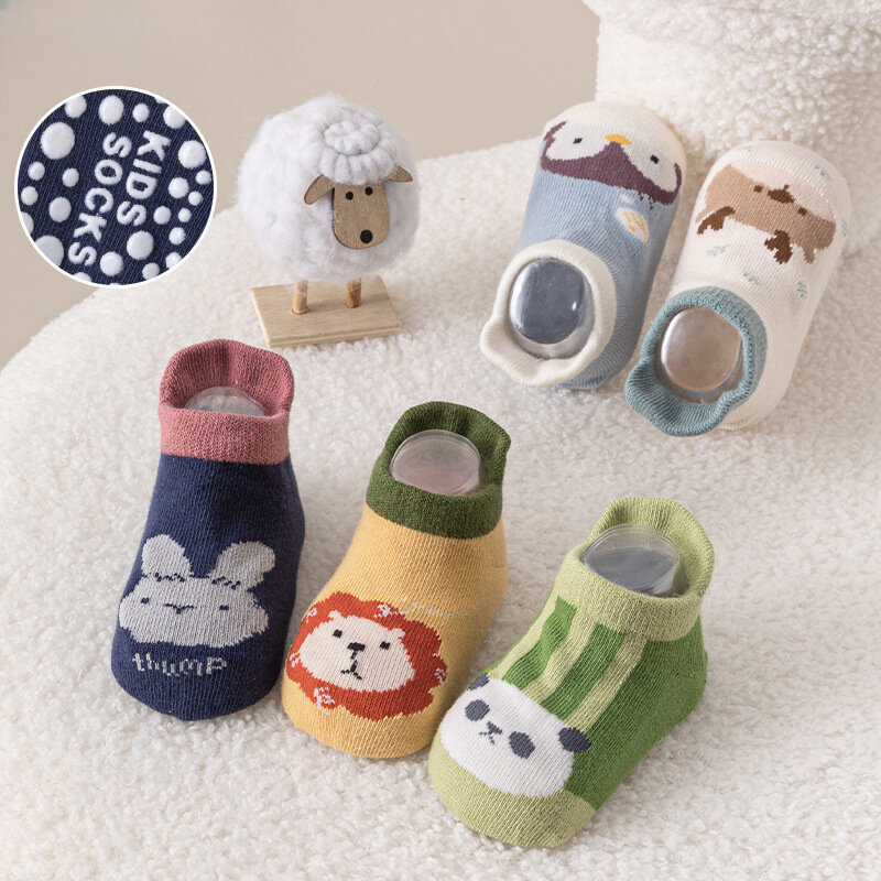 Home Toddler Socks Cartoon Baby Anti Slip Boat Sock Infants and Young Children Glued Trampoline Sock Brave Lion Floor Socks
