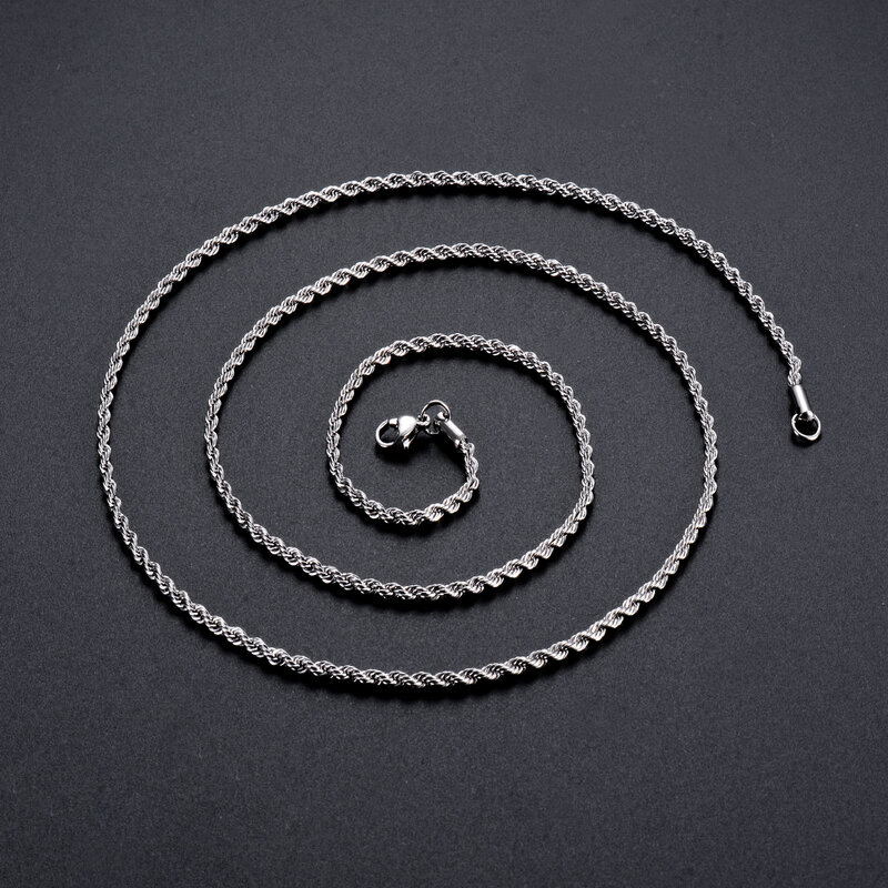 1 piece Steel Color Width 2mm/2.5mm/3mm/4mm/5mm/6mm Rope Chain Necklace/Bracelet For Men Women Stainless Steel Chain Necklace