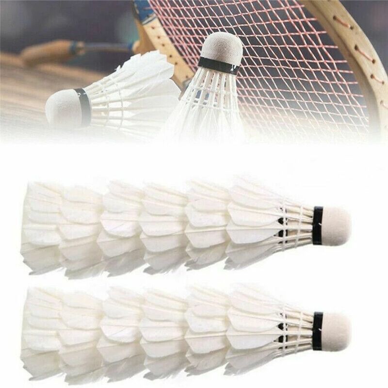 Kok Badminton bulu angsa putih, aksesori bola Badminton profesional tahan lama 3/6/12 buah