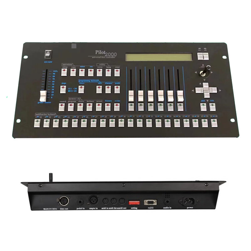 Multifuncional Stage Lighting Console, Pilot 2000, DMX 512 Controlador, Midi, Mixer Sound para Disco DJ Lâmpada