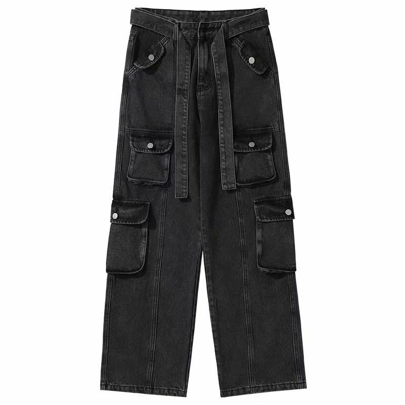 Джинсы мужские свободные с несколькими карманами, вареные брюки-багги в стиле ретро, штаны-карго в стиле Хай-стрит, одежда в американском стиле, Y2k