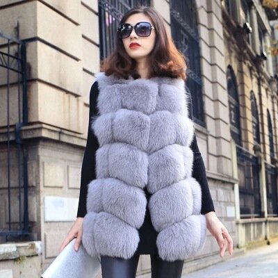 Gilet di pelliccia di volpe imitazione di pelliccia nuovo gilet di media lunghezza versione coreana cappotto sottile