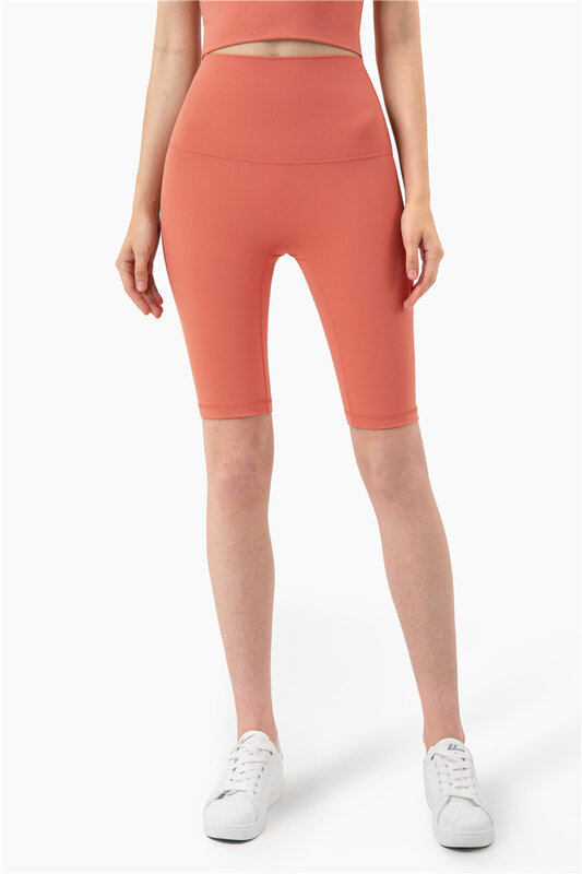 Celana pendek olahraga wanita, pakaian Gym Legging pinggang tinggi celana ketat ramping pinggul persik
