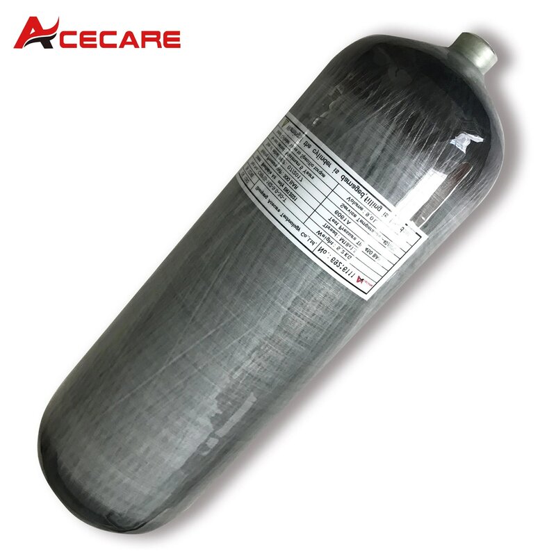 Acecare-cilindro de buceo de fibra de carbono, 9L, 30Mpa, 300Bar, 4500Psi, tanque de buceo HPA para SCBA, seguridad contra incendios