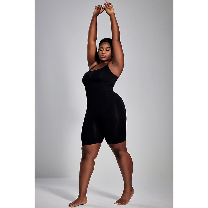 Plus Size Sport Romper Apricot Knitted Solid Color High Waist Tight Yoga Romper