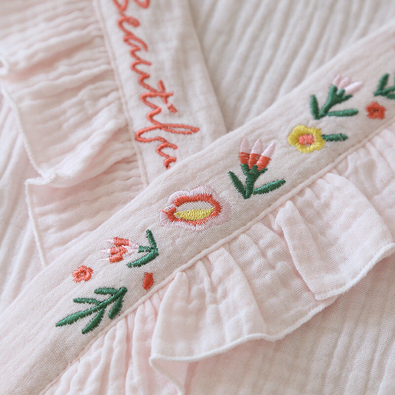Japanese Kimono Pajamas Women Summer 100% Cotton Double Gauze Pajama Set Short Sleeve Shorts Loose V-Neck 2 Piece Sleepwear