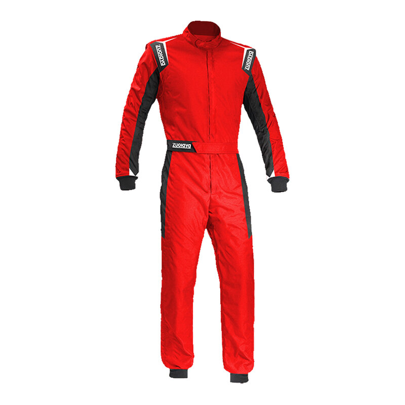 防水オートバイレースonesie、通気性のあるジャケット、速乾性のゴッカートスーツ、赤、耐摩耗性、S-4XL