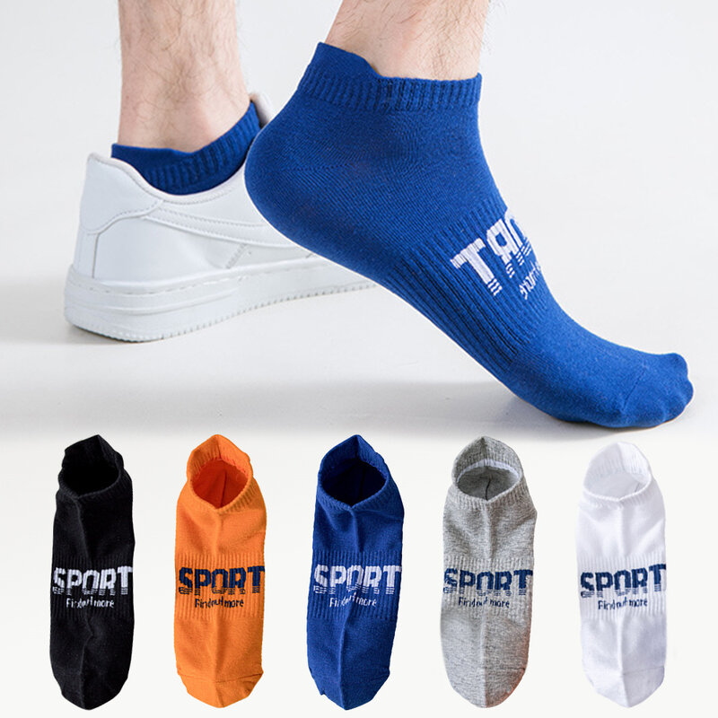 5 Pairs/Lot Summer Cotton Mesh Breathable Men's Socks Fashion Casual Male Wear Spring Short Thin Color Sports Socks Size38-45