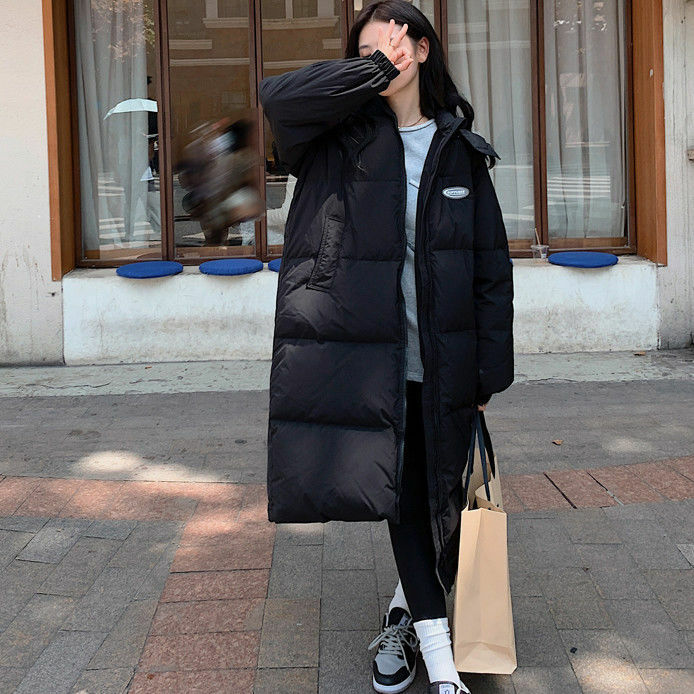 Jaqueta puffer feminina, casacos de penas coreanos, casacos longos de algodão, inverno, 2023