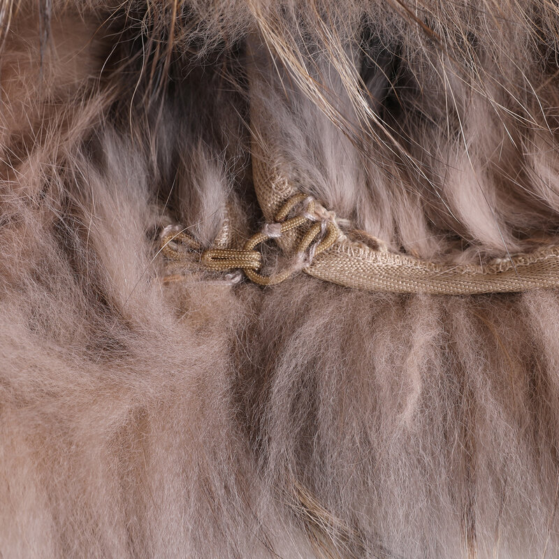 BOONJOVIA-Colete de malha 100% real de pele de coelho, guaxinim Fur Trim Collar Gilet, colete moda para outono e inverno