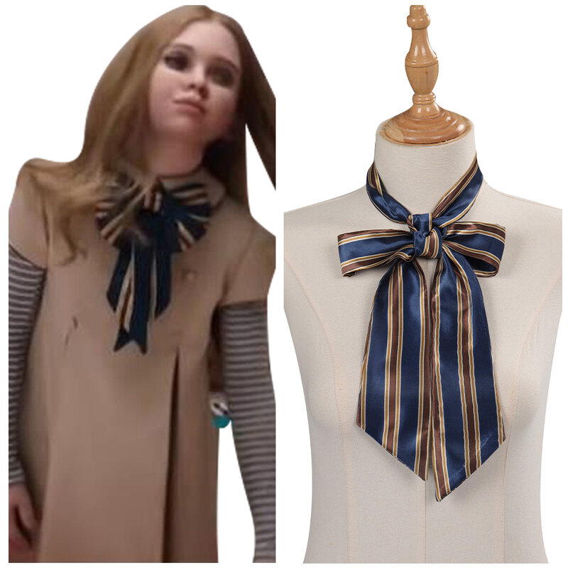 M3gan Косплей галстук костюм реквизит для взрослых женщин девушек атласный шейный галстук для Хэллоуина карнавала аксессуары для фотографий подарки