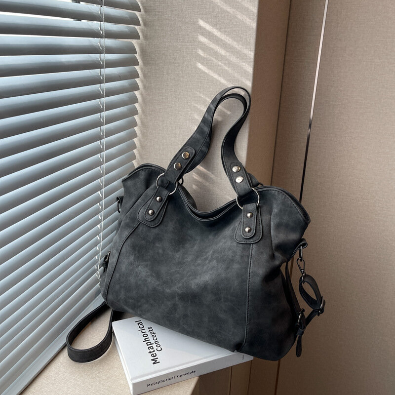 Soft Matte PU Leather Tote Bags for Women Travel Work Handbags Minimalist Leisure Crossbody Bags Satchel