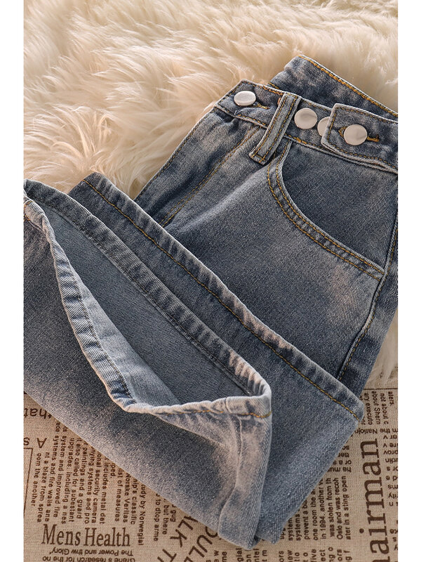 Pantalones cortos de mezclilla azul Vintage para mujer, cintura alta, pantalones cortos anchos hasta la rodilla, estilo Harajuku coreano, pantalones vaqueros sueltos informales, Verano
