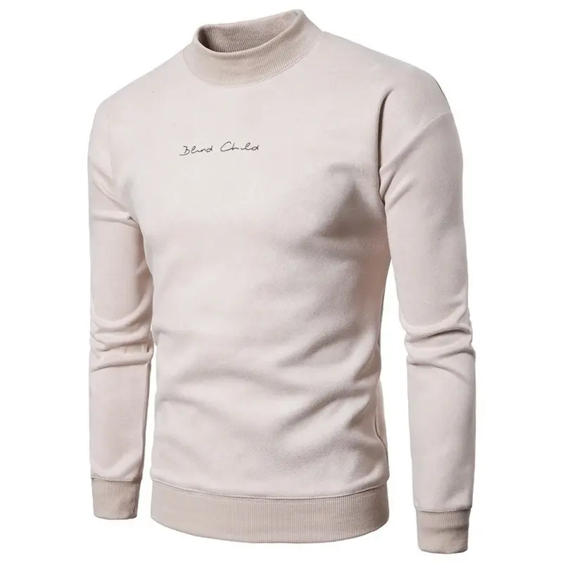 Pulover hangat musim dingin pria, kualitas tinggi mode warna murni Sweater beludru Plus