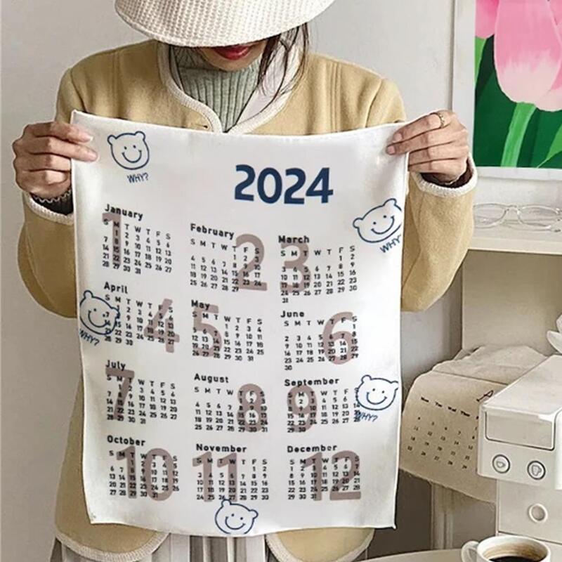 2024 Kalender hängen Stoff weiche reiche Farbe exquisite Muster in Tulpen dekorative Wandteppich Schlafzimmer Hintergrund Kalender