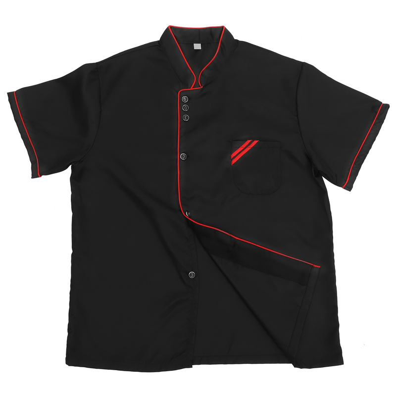 Chaqueta de Chef de manga corta Unisex, chaqueta básica negra para servicio de alimentos de panadería, restaurante, talla XXXL (negro)