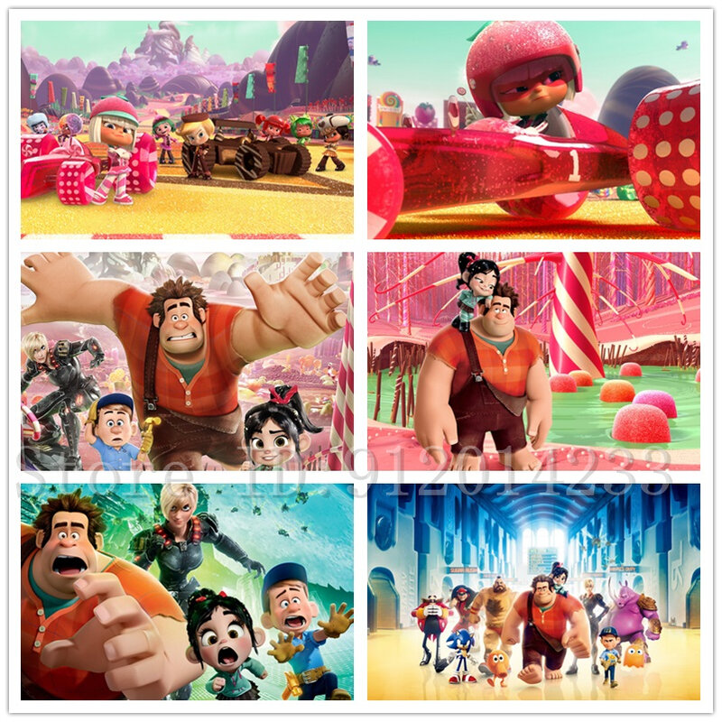 Disney Filmes Wreck-It Ralph Diamante Bordado, Ponto Cruz Kits, Completo Rodada Mosaico Strass, pintura de parede