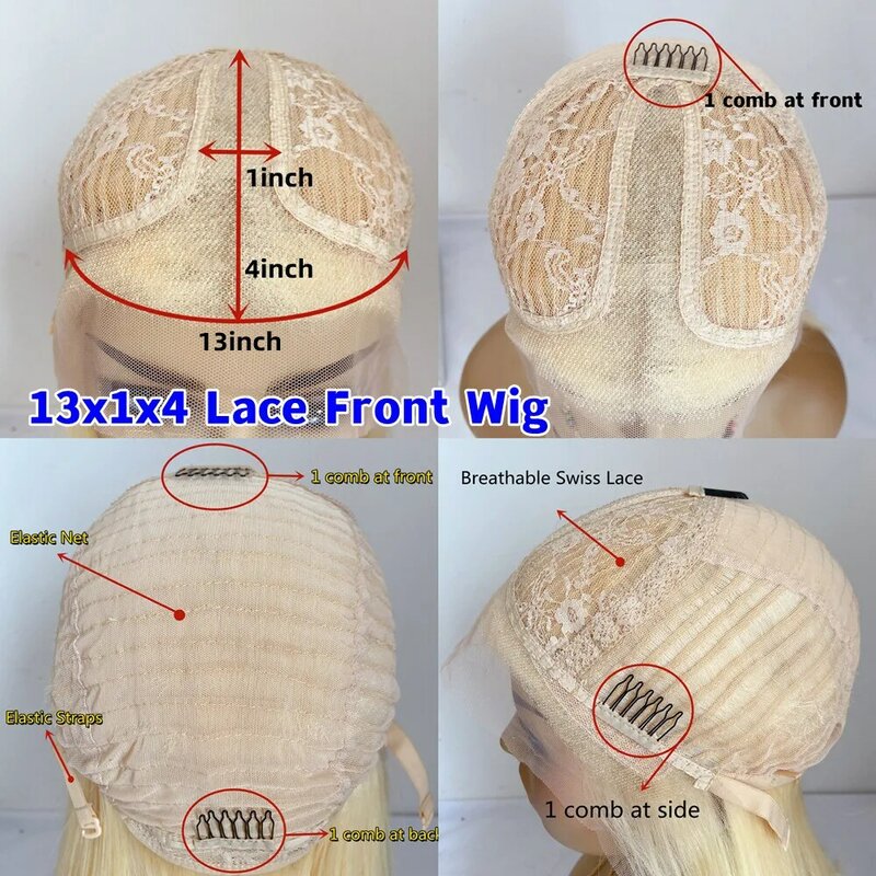 HD Lace Human Hair Wigs Brazilian Natural Wave Bob Wig 13x4 Light Honey Blonde Lace Front Wig Glueless Wig Ash Roots PrePlucked