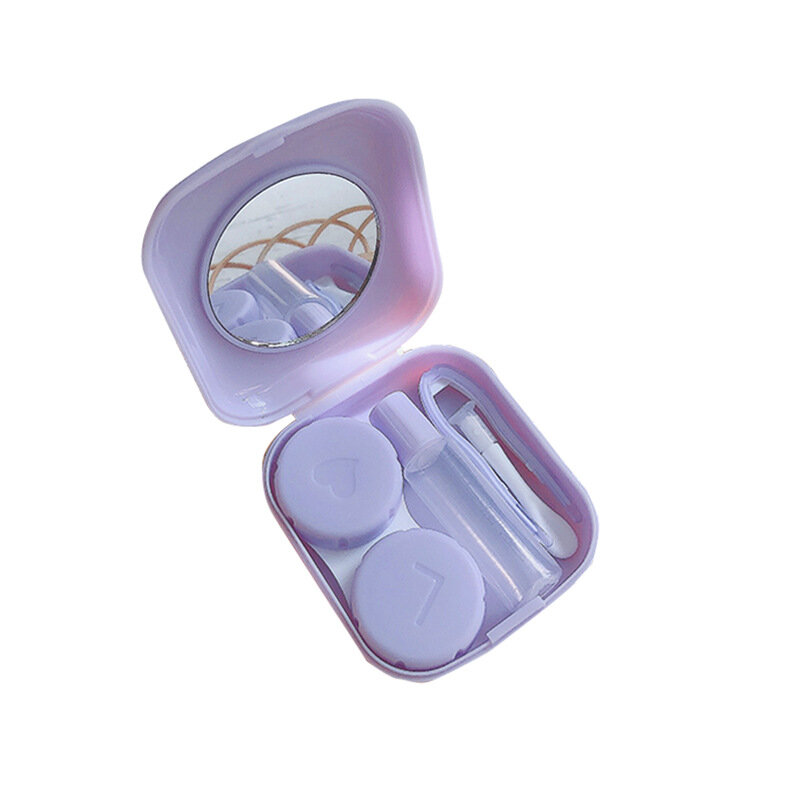 Kotak penyimpanan lensa kontak Mini portabel, 1 buah kotak penyimpanan murid lensa berwarna mudah dibawa, wadah cermin Lentes Travel Kit Dropship