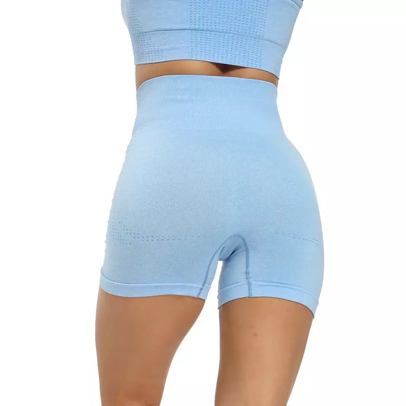 Celana pendek olahraga Yoga wanita, celana pendek legging Gym bersepeda, celana Fitness Solid nilon untuk olahraga lari tanpa kelim