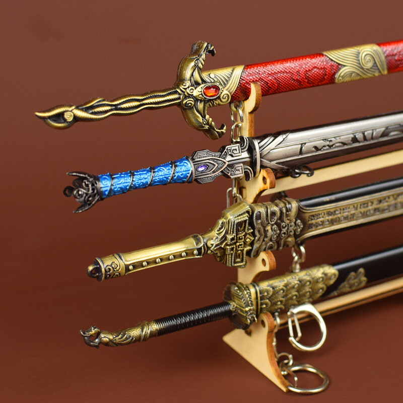 Épée d'empereur antique en métal de 22cm, avec support, pour garçon, jouet de Collection, Cosplay