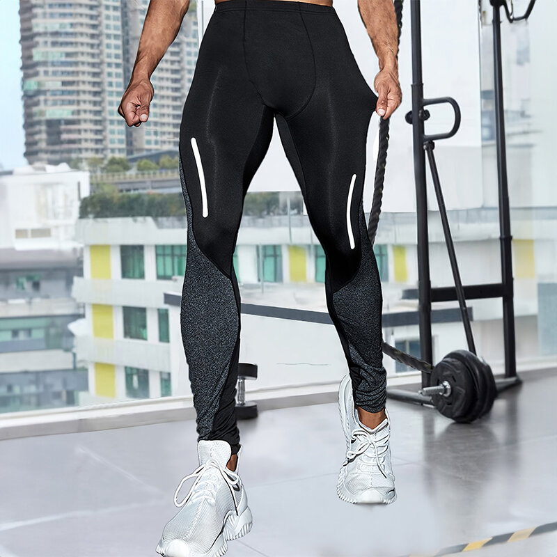 Męskie sportowe spodnie rekreacyjne Kompresja Szybkoschnąca odzież fitness Sportowe spodnie z rozciągliwymi spodniami do biegania na świeżym powietrzu Spodnie rowerowe szosowe