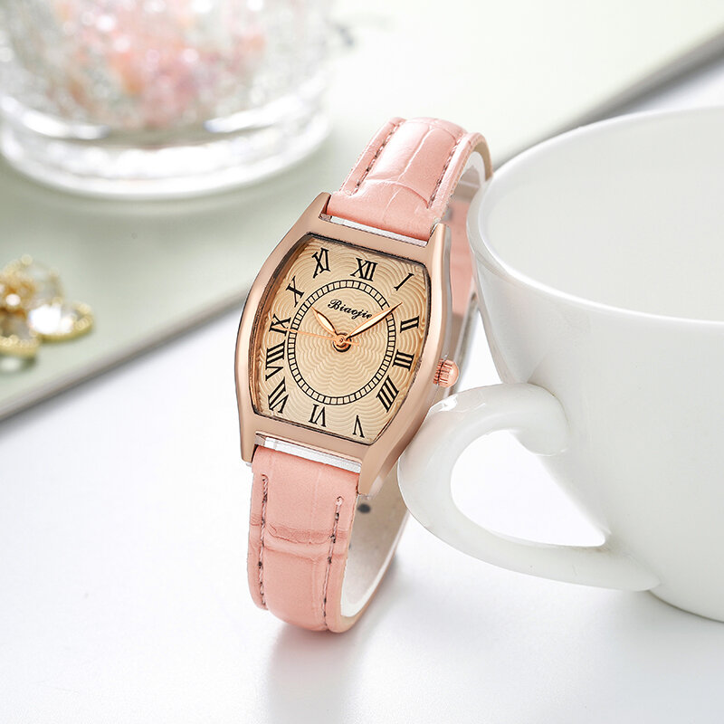 Новинка на рынке международная торговля простые римские квадратные часы для женщин и девочек кварцевый ремешок tan watch15