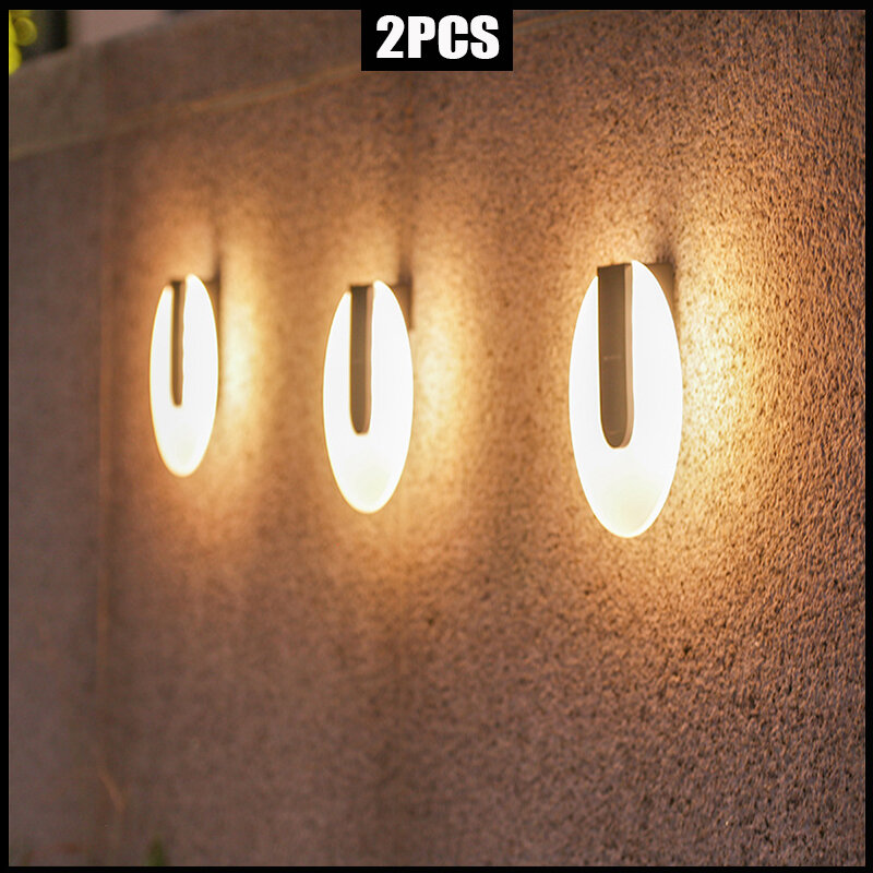 2PCS Solar Outdoor Courtyard Light Dual Color Acrylic Wall Lights Waterproof Outdoor Luminous Wall Washing Courtyard Lamp Decor