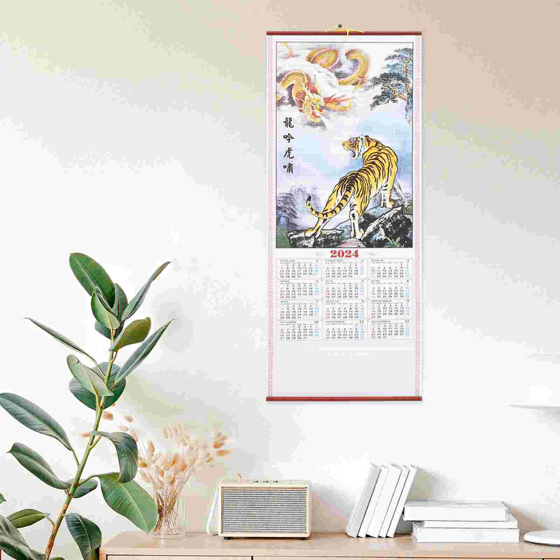Китайский календарь, имитация бамбука, подвесная настенная бумага, новый месяц, офис, традиционный подвесной календарь