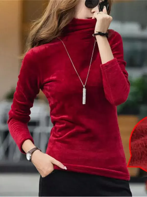 Women's Turtleneck Sweater 3XL 4XL Thick Warm Winter Velvet Top Female Solid Pullovers Long Sleeve Warm Ladies Clothes ZL549