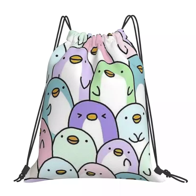 Penguin Snuggles Backpack Fashion Portable Drawstring Bags Drawstring Bundle Pocket Storage Bag Book Bags For Man Woman Students