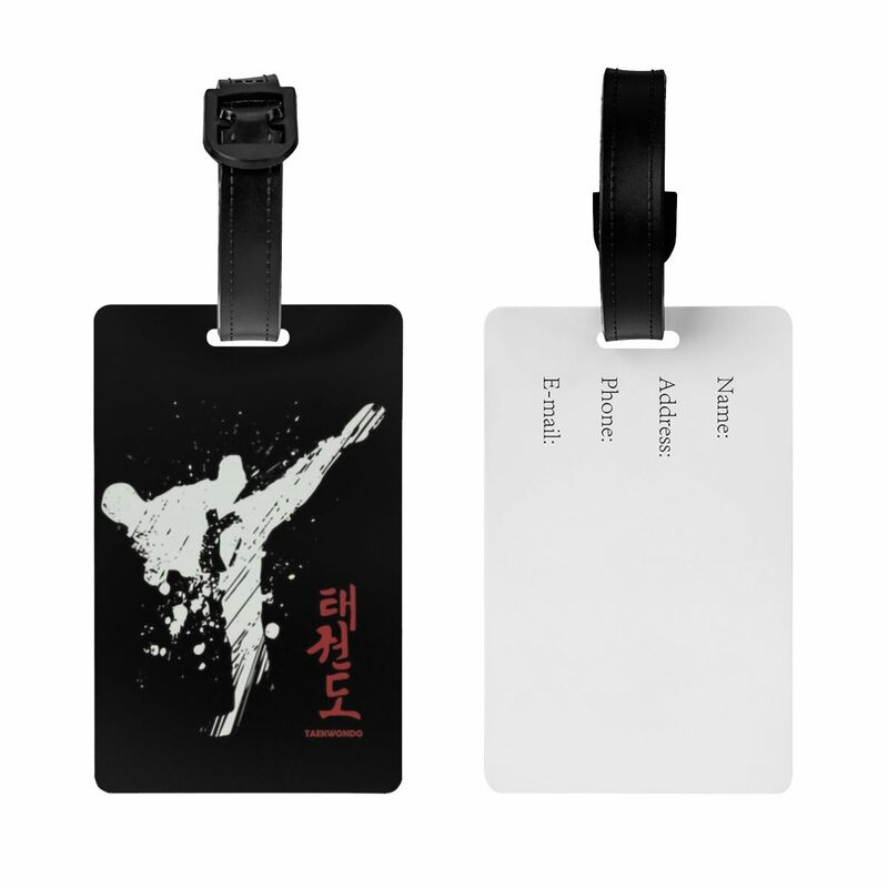 Custom Taekwondo Kick Luggage Tags Custom Fighter Martial Arts Baggage Tags Privacy Cover ID Label