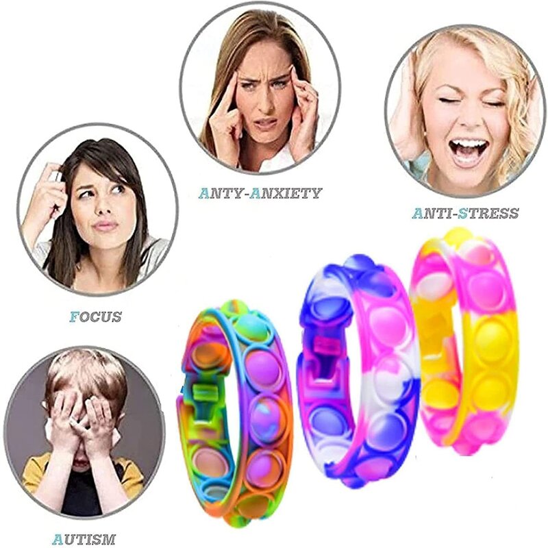 Pop Bracelet Fidget Toy Pack Set para crianças e adultos, pulseiras wearable, Push Poping, bolha, sensorial, alívio do estresse, 32pcs
