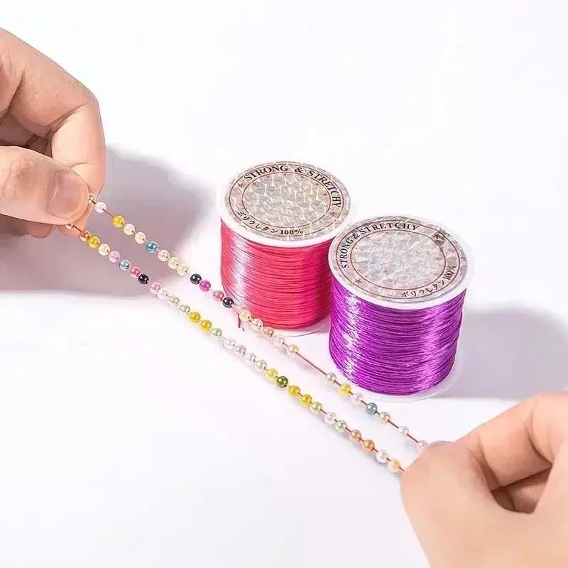 10 jardów/rolka 0.7mm kolorowy mocne elastyczne kryształowy sznurek do wyrobu biżuterii zestaw do robienia bransoletek naszyjnik ze sznurka z nitki Stretch