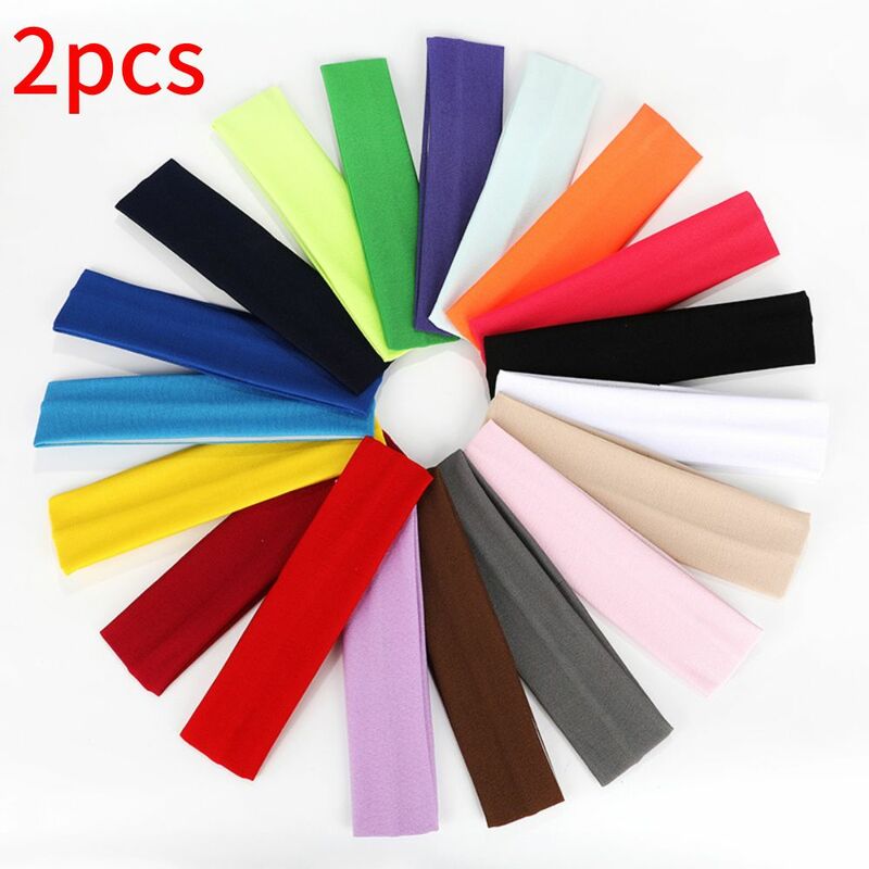 2pcs Solid Color Sports Headbands Gym Running Yoga Sweat Hair Bands High Elastic Makeup Hair Accessories Women Tennis Hairband