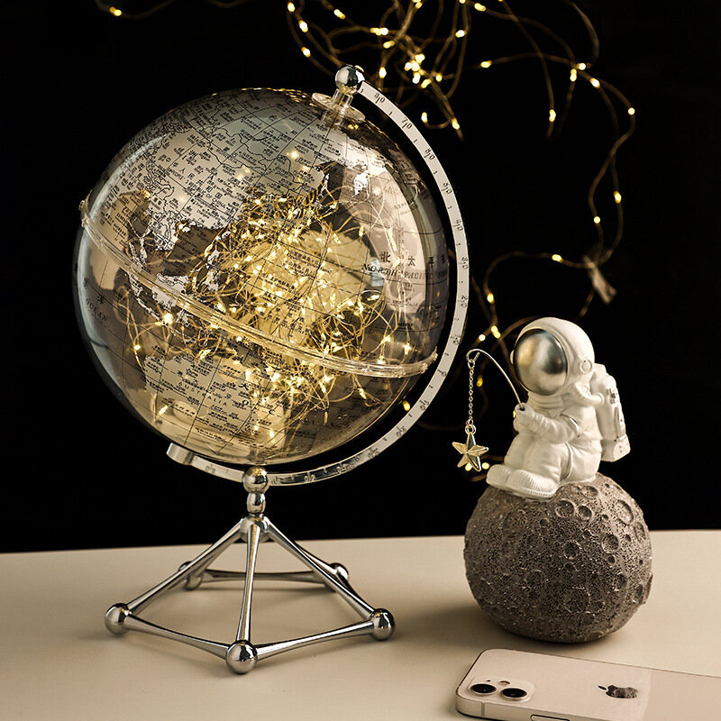 Desktop Decor Globe Geografie Home Decor Accessoires Met Lichte Wereldbol Modern Leren Wereldkaart Educatief Onderwijs