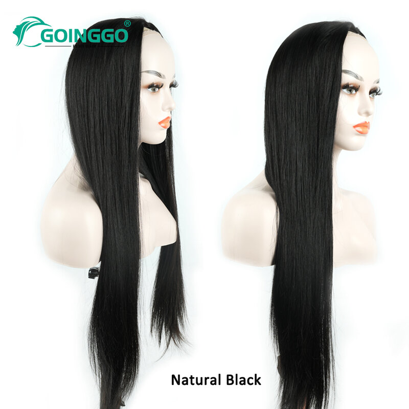 Media Peluca de cabello humano 3/4 para mujer, pelo largo y liso hecho a máquina, pelo Remy brasileño de 14-28 pulgadas, pelo blanco