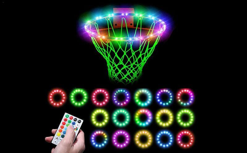 Bande Lumineuse LED avec Télécommande, 16 Couleurs, Super Lumineuse, Portable, Étanche, Réglable, pour Basket-ball